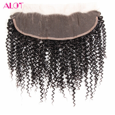 

ALot Hair Ear to Ear Pre Plucked Peruvian Curly Lace Frontal Closure with Baby Hair 13x4" Unprocessed Virgin Human Hair Free Part