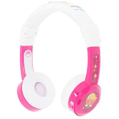 

BUDDYPHONES InFlight Kids Kids Headphones Travel Foldable Microphone Learning English Protecting Children Hearing Cute Gifts Pink