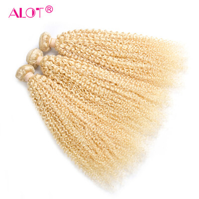 

Alot Hair Peruvian Virgin Blonde Hair Kinky Curly 3 Pcs Lot 100 Peruvian Human Curly Hair Color 613 Light Blonde Weave