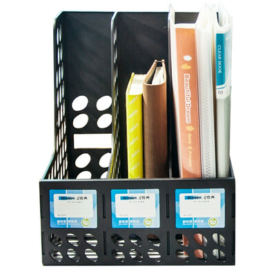 

Jinlongxing Glosen triple file box student file rack table information file tray finishing office file basket basket desktop file storage box black C2115