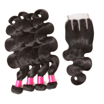 

8a Malaysian Body Hair With Closure Body Wave With Closure Human Hair 4 Bundles With Closure Malaysian Virgin Hair With Closure