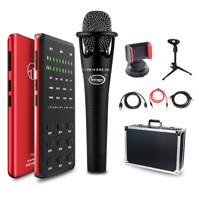 

【Set version】 TTFAMILY K8pro + E300 mobile phone sound card broadcast package Andrews Apple Universal Microphone shouting wheat K-Pop fast master anchor sound card external China Red