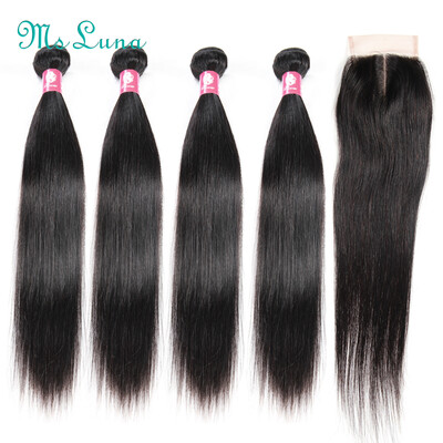 

Peruvian Virgin Hair With Closure 4 Bundles Human Hair With Closure 7A Unprocessed Peruvian Straight Virgin Hair With Closure