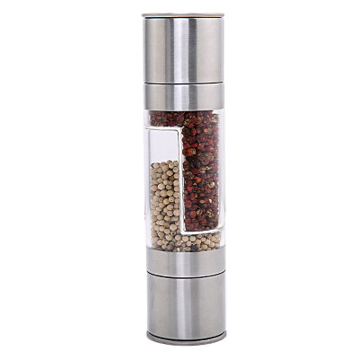 

39HOPAN Stainless Steel Pepper Grinder Freshly Ground Pepper Powder Manual Grinder Bottle Black Pepper Grinder Double Head Grinder 22 52cm OP3069