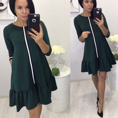 

Lovaru ™ 2017 Осеннее платье Red Three Quarter Women Sweet Loose Dress O-Neck Натуральные повседневные женские мини-платья