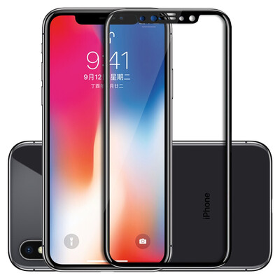 

ESCASE Apple iPhoneX tempered film full screen Apple X-glass film full coverage HD explosion-proof fingerprint phone film full screen black