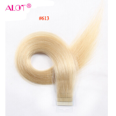 

Alot Straight Human Hair Extensions Tap In Hair Color #18 #22 #24 #60 #613 PU Hair 18 inch 22 inch