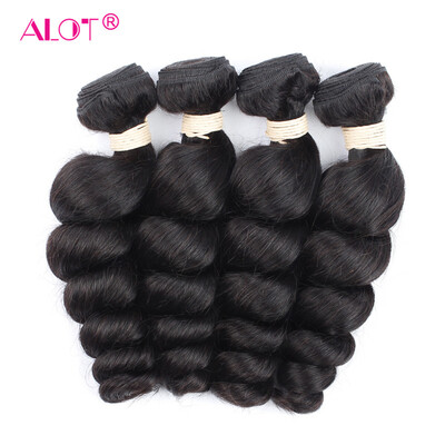 

Alot Peruvian Loose Wave 4 bundles Hair Natural Color Non-Remy Hair Weave 100 Human Hair Bundles
