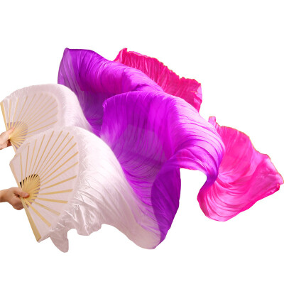 

New Arrivals Stage Performance Dance Fans 100% Silk Veils Colored 180cm Women Belly Dance Fan Veils 2pcs White +Purple+Rose