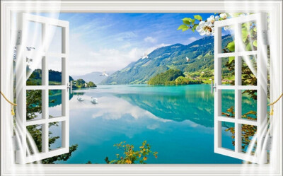 

Custom 3d mural landscape hotel room window wallpaper background wall mural custom wallpaper mural