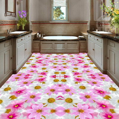 

Free shipping custom Floral plants flower floor painting self-adhesive decoration floor living room 3d wallpaper mural 250cmx200cm