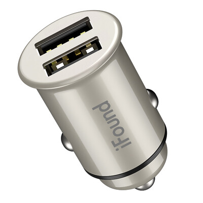 

ifound car charger car charger cigarette lighter F120 silver 48A dual USB one to two mini smart car charger