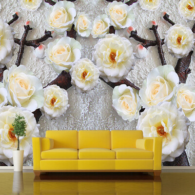 

3D стереоскопическая рельефная роспись желтого цветка Обои Custom Fashion Interior Flower Design Photo Wallpaper Living Room 3D Murals
