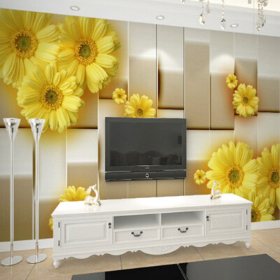 

Modern Simple 3D Stereo Fashion Yellow Flower Photo Wallpaper Living Room Dining Room Backdrop Wall Mural Papel De Parede Floral