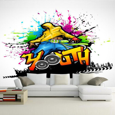 

Custom Mural Wallpaper Colorful Music Dance Graffiti Art Wall Painting Bar KTV Living Room Sofa TV Backdrop Wallpaper Murals 3D