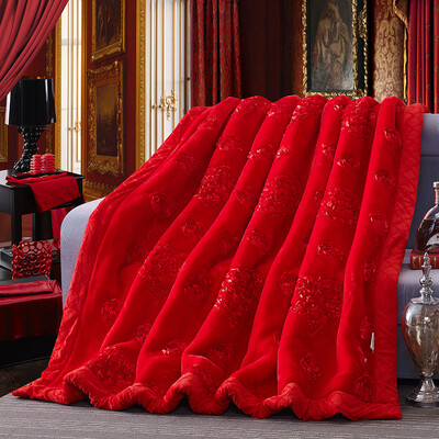 

Brata Wedding blanket Silk ribbon embroidery Thickened Raschel Blanket