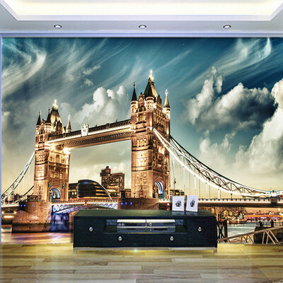 

Настроить любой размер Office Den Living Room Backdrop Wall Murals Европейский арт-ролик 3D Стерео Нетканые обои Лондонский мост