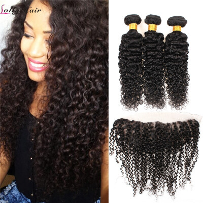 

Brazilian Kinky Curly Virgin Hair With 13"*4" Ear To Ear Lace Frontal Closure Cheap Frontal Closure With Baby Hair Hot Sale