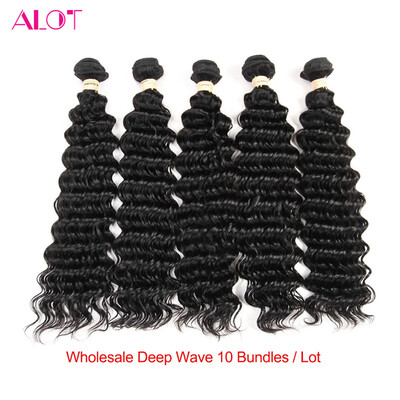 

Alot Fashion Indian Hair unprocessed Deep Wave human hair 10 Bundles 8 to 28 inch