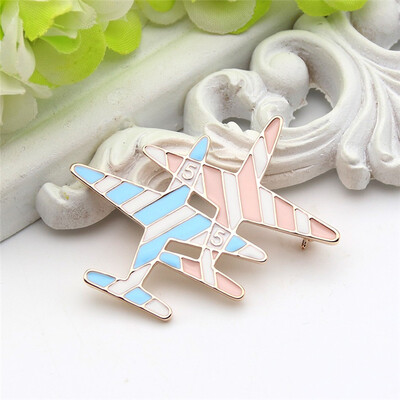 

Fashion Women 2 Plane Brooch Pin Lacque Gold Color Alloy Enamel Paint Brooches Jewelry Ladies Scarf Hijab Pins aircraft broches