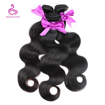 

Silkswan Hair Peruvian Body Wave Hair Extensions 100 Human Hair Bundles Natural Color 8-28 Remy Hair Weave