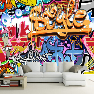 

Custom 3D Stereo Photo Wallpaper Modern Abstract Artistic Wall Mural Cartoon Graffiti Wall Paper For Restaurant KTV Bar 3D Decor