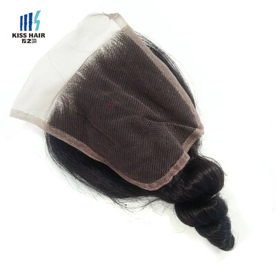 

kiss hair no shedding loose wave closure remy Indian temple hair Swiss 44 lace closure