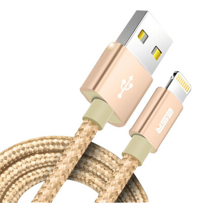 

ESR Apple data cable charger line usb iphone6 ​​ 6s 78 Plus X 10 SE 5s iPad Air mini woven 1m-champagne gold
