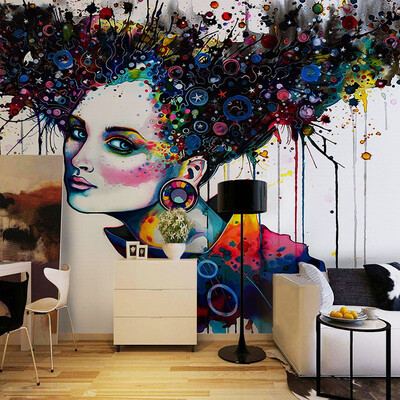 

Modern Abstract Exaggeration Color Character Mural Photo Wallpaper Restaurant Clubs KTV Bar Personalized Customization 3D Fresco