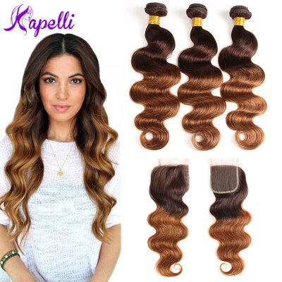 

Ombre Brazilian Hair Body Wave 7A 3pcs ombre Human Hair bundles With closure