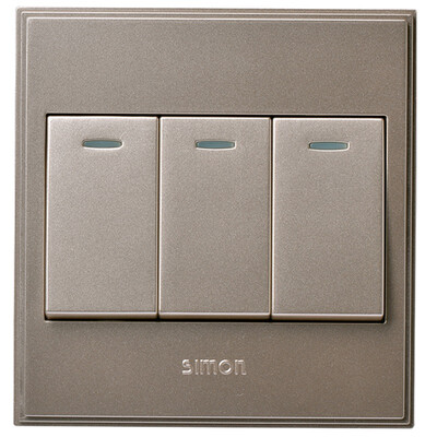 

Simon Electric simon V51031BY-02 three open single control 56C series 86 with fluorescent lined switch socket bright champagne