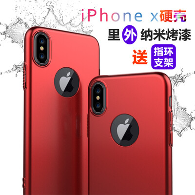 

ESCASE Apple iPhoneX 10 phone shell to send ring buckle bracket 58-inch all-inclusive paint skin protection case hard shell with hanging rope hole China Red