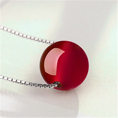 

Women Female Fashion Red Agate Transport Beads Pendant Green Agate Lock Chain Chain Red Jade Beads Necklace 925 Silver Jewelry