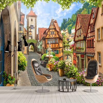 

Пользовательские фото стены Бумага Европейский City Street Пейзаж 3D настенная живопись Гостиная Кафе Ресторан Современный фон Стены Home Decor