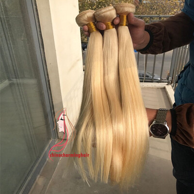 

Straight 613 Blonde Brazilian Hair Weave Platinum Color 100 Human Hair Bundles 3pcs lot