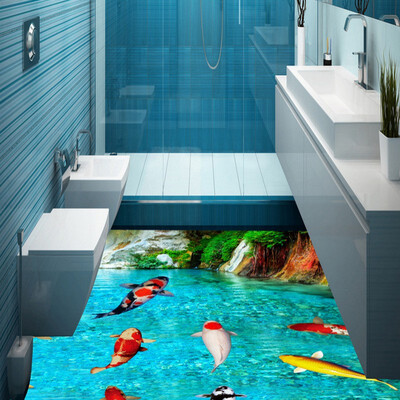

Free Shipping Ocean beach nine fish fashion flooring wallpaper hotel porch waterproof non-slip floor mural 250cmx200cm