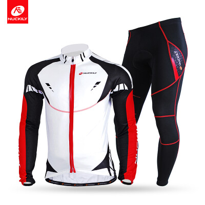 

NUCKILY Men's Unique Design Winter Cycling Set Feel Fleece Long Sleeve Road Bike Apperal MI002NS900