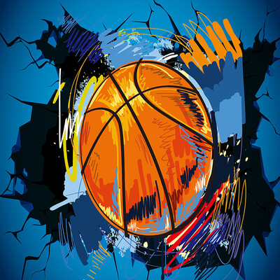 

Custom 3D Photo Wallpaper Modern Simple Basketball Broken Wall Poster Graffiti Art Wall Painting Non-woven Mural Wallpaper Roll