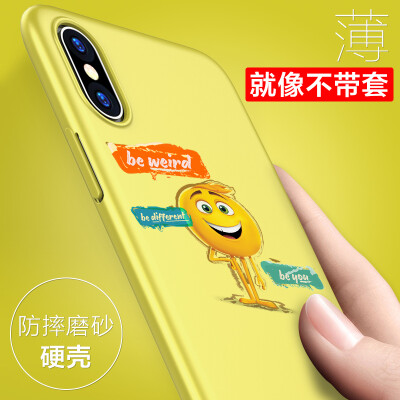 

KOOLIFE Apple X Mobile Shell Cover EMOJI Cartoon Hard Shell / All-inclusive Scrub Скраб-раковина Мужские и женские модели Телефонная обложка, применимая к Apple iPhone-Yellow