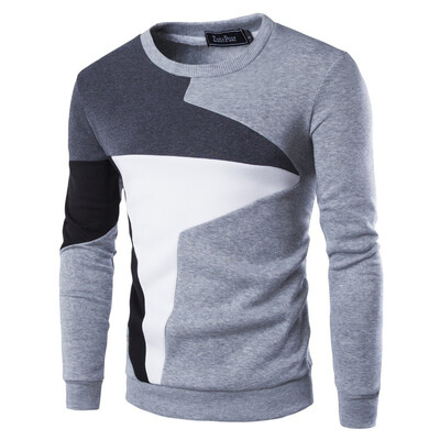 

Spring New Mens Casual Long-sleeved Wind Hit The Color Stitching Hedging Sweater