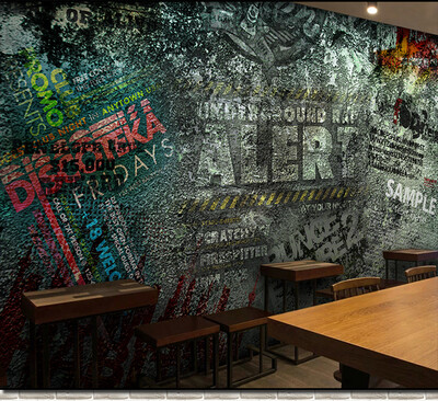 

Custom Size Photo Retro brick wall personality graffiti wallpaper youth Lounge Bar Cafe Restaurant wallpaper mural