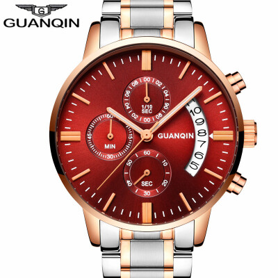 

GUANQIN Watch mens business style waterproof quartz watch fashion steel watch