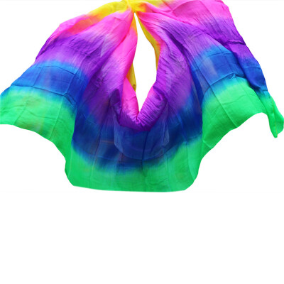 

2017 Dance veils Handmade Natural Silk Belly Dance Veils YellowRosePurpleRoyal BlueGreen250270114 cm Dance Props Silk Veils