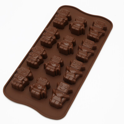 

12 Cavity Robot Pattern Силиконовый шоколадный кекс-кекс Конфеты Ice Tray Mold (цветной случайный) (Robot Shaped)