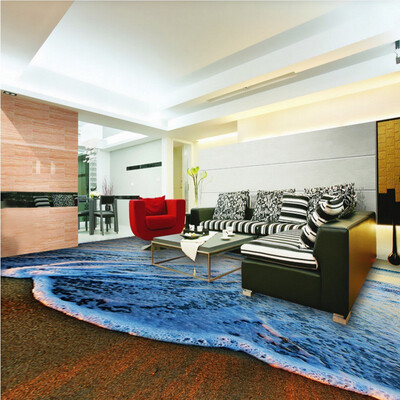 

Free Shipping custom photo floor paste Waves landscape floor mural walkway decoration courtyard floor wallpaper 250cmx200cm