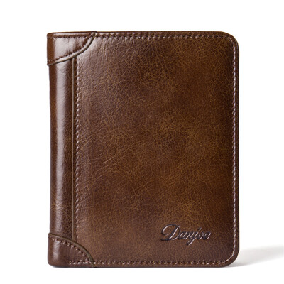 

DANJUE Wallet for Men Genuine Cow Leather High Quality New Cowhide Purse Trifold Designer Business Card Holder Male