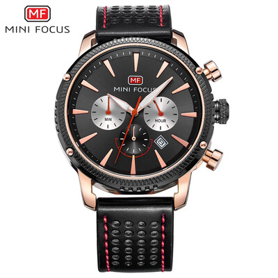 

MINI FOCUS Famous Top Brand Men Quartz Watch Leather Sport Men's Wrist Watch MF0010G