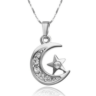 

Yoursfs® 18K White Gold Plated Moon&Star Necklace Use Austrian Crystal Fashion Necklace