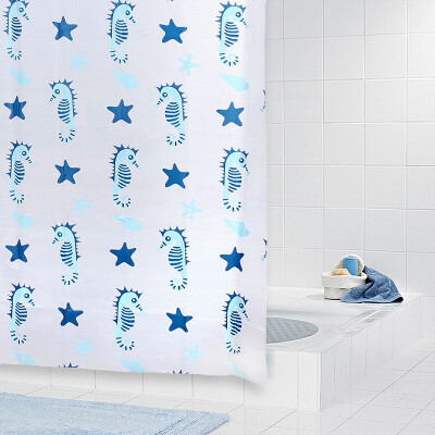 

【Jingdong Supermarket】 Homix 200 * 180cmPEVA waterproof shower curtain blue hippocampus