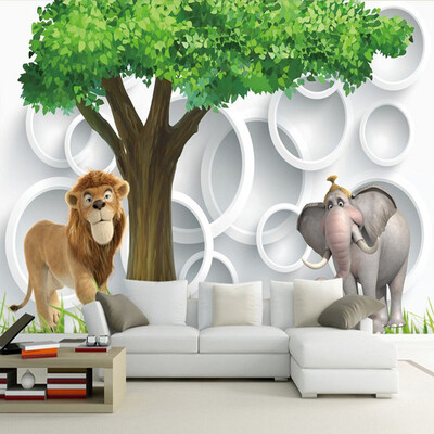 

Custom 3D Photo Wall Paper Modern Simple 3D Lion Elephant Living Room TV Background Wallpaper Childrens Room Bedroom Wall Mural